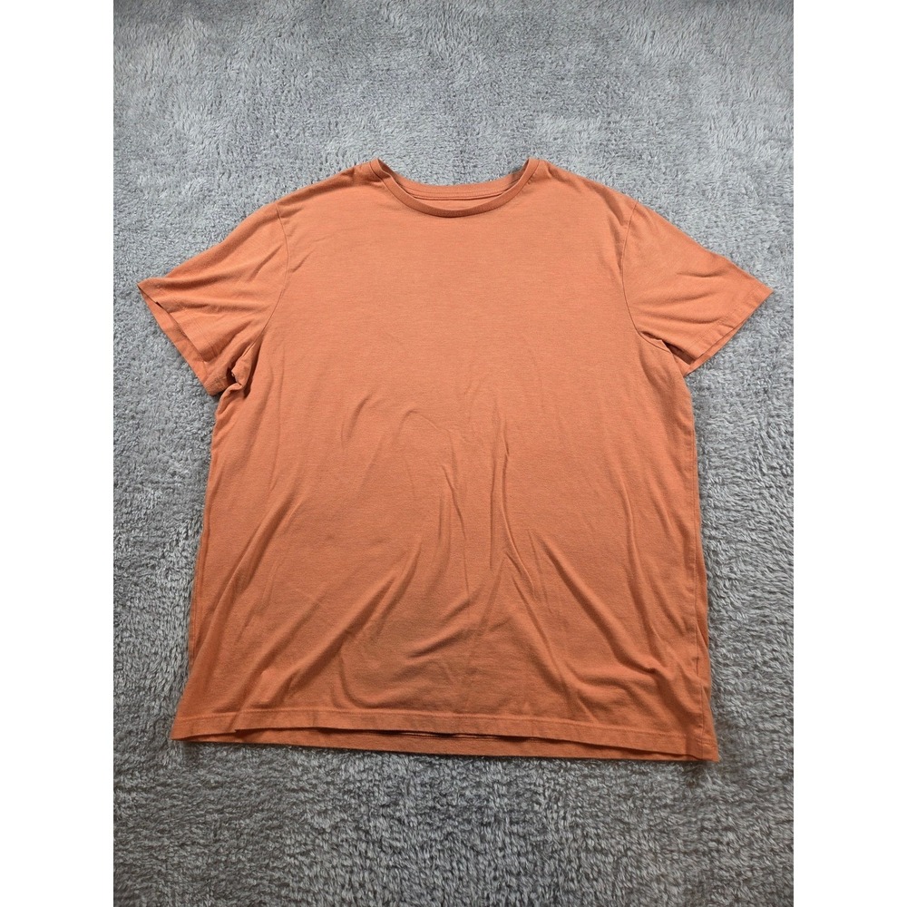 Mens Orange Crew Neck Short Sleeve‎ T Shirt Basic Casual Everyday Tee